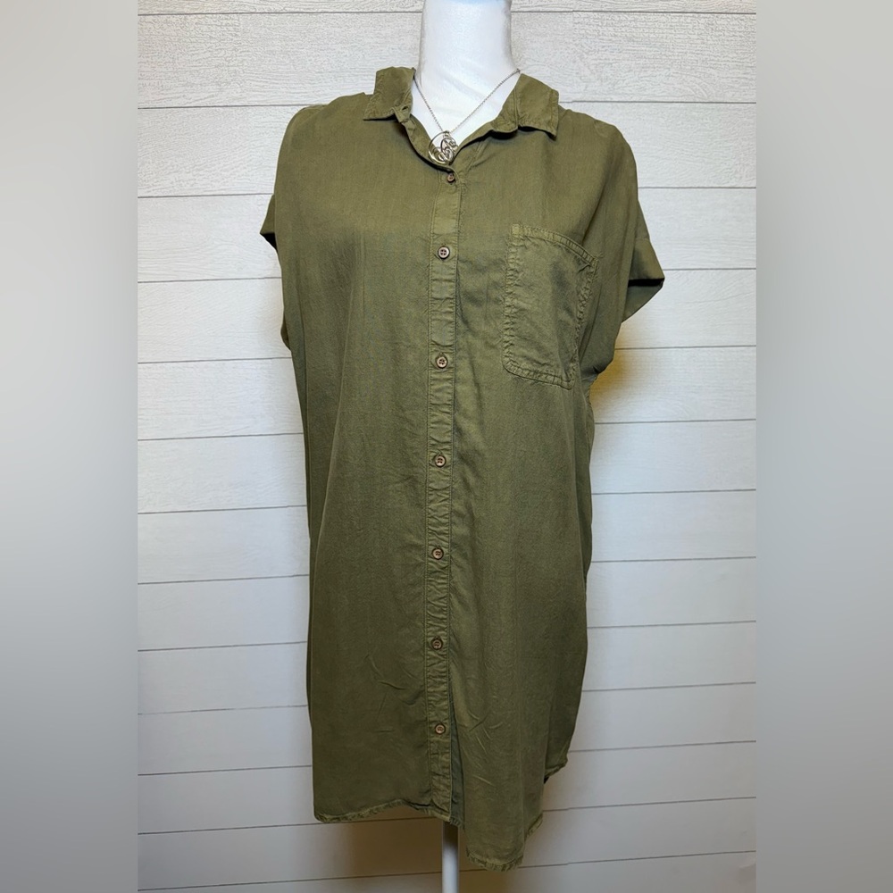 Cloth & Stone Olive Button-Down Shirt Dress Medium NWT